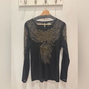 My Old Iron Nashville Embellished Black Long Sleeve Top